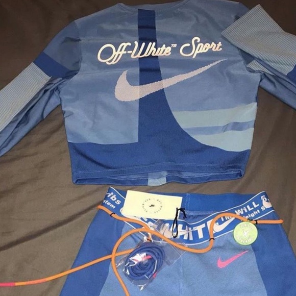 off white blue nike set